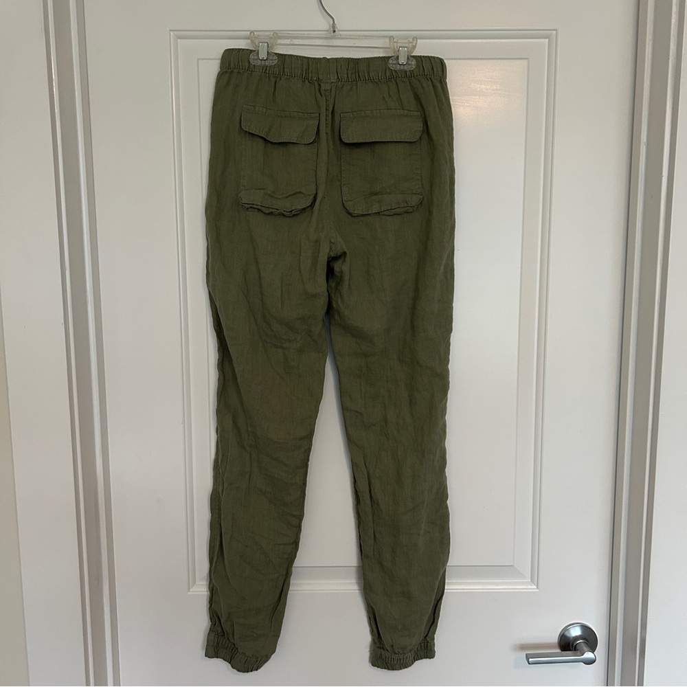 C&C California 100% Linen Olive Green Women’s Jogger Pants, Size Small - Picture 2 of 6